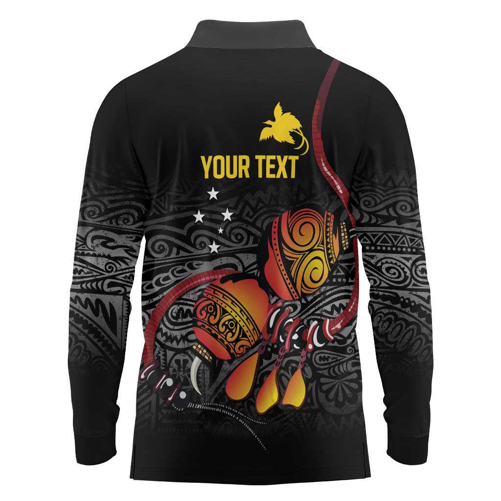 Personalized Papua New Guinea Milne Bay Long Sleeve Polo Shirt Bagi Necklace Mix Lime Pot Grunge