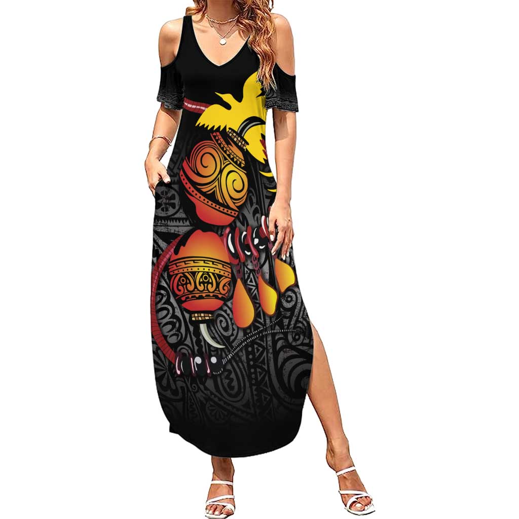 Personalized Papua New Guinea Milne Bay Summer Maxi Dress Bagi Necklace Mix Lime Pot Grunge