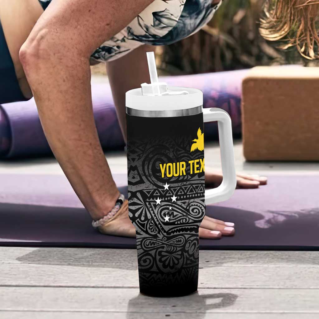 Personalized Papua New Guinea Milne Bay Tumbler With Handle Bagi Necklace Mix Lime Pot Grunge