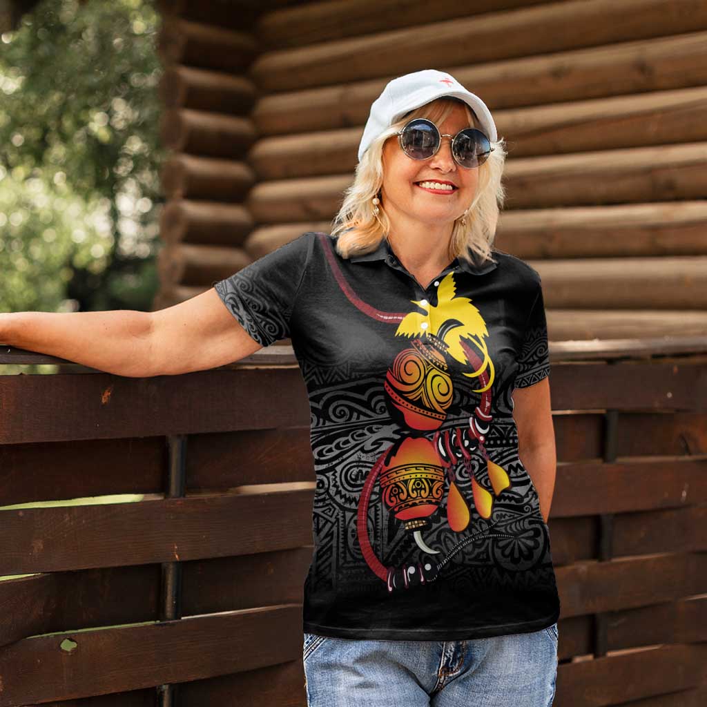 Personalized Papua New Guinea Milne Bay Women Polo Shirt Bagi Necklace Mix Lime Pot Grunge