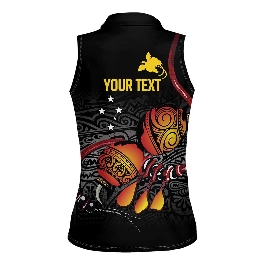 Personalized Papua New Guinea Milne Bay Women Sleeveless Polo Shirt Bagi Necklace Mix Lime Pot Grunge