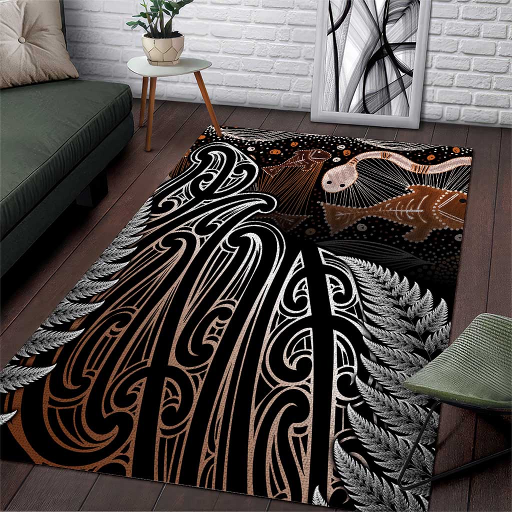 Aotearoa Maori - Australia Indigenous Area Rug Koiri Whakairo Mix Aboriginal Art - Polynesian Pride