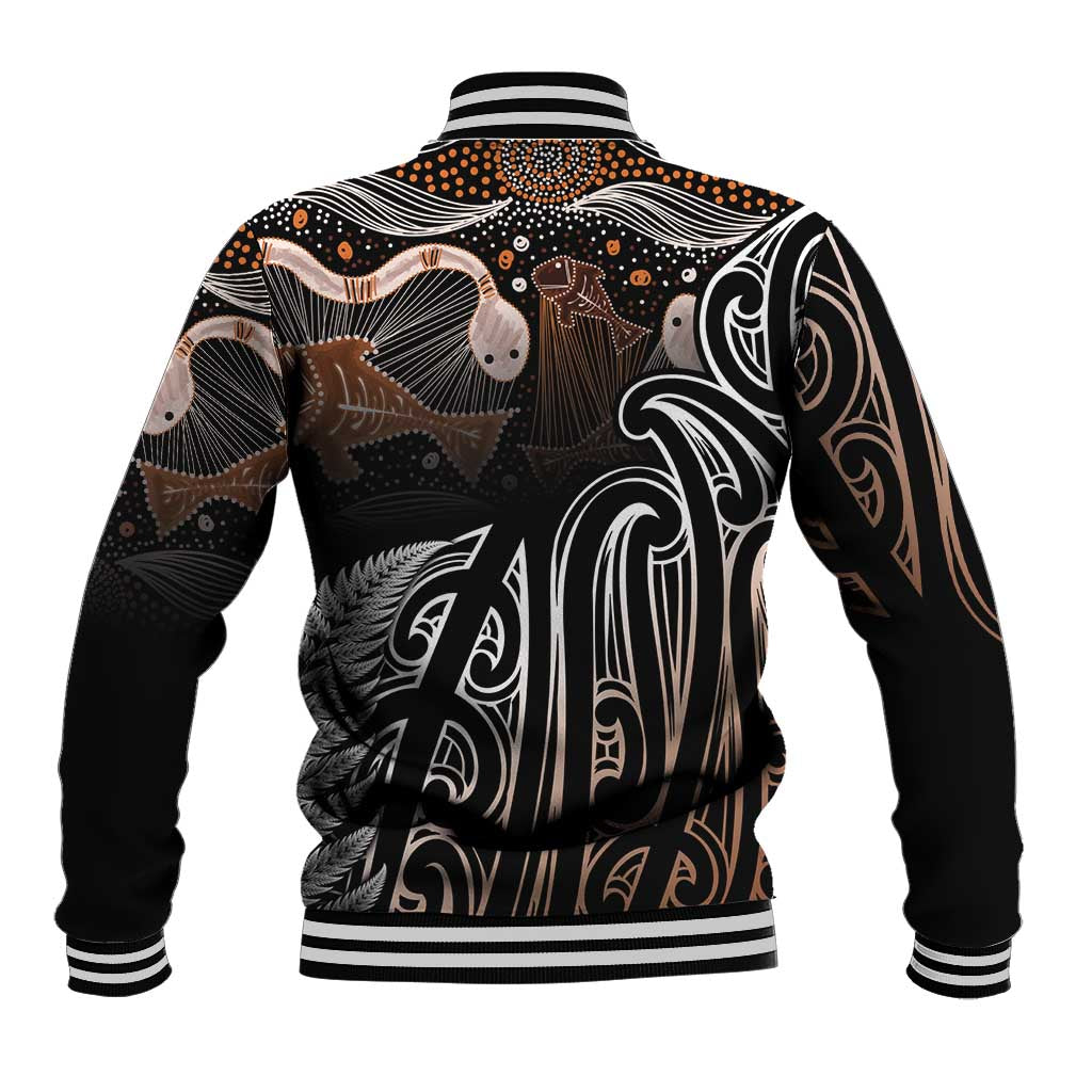 Aotearoa Maori - Australia Indigenous Baseball Jacket Koiri Whakairo Mix Aboriginal Art - Polynesian Pride