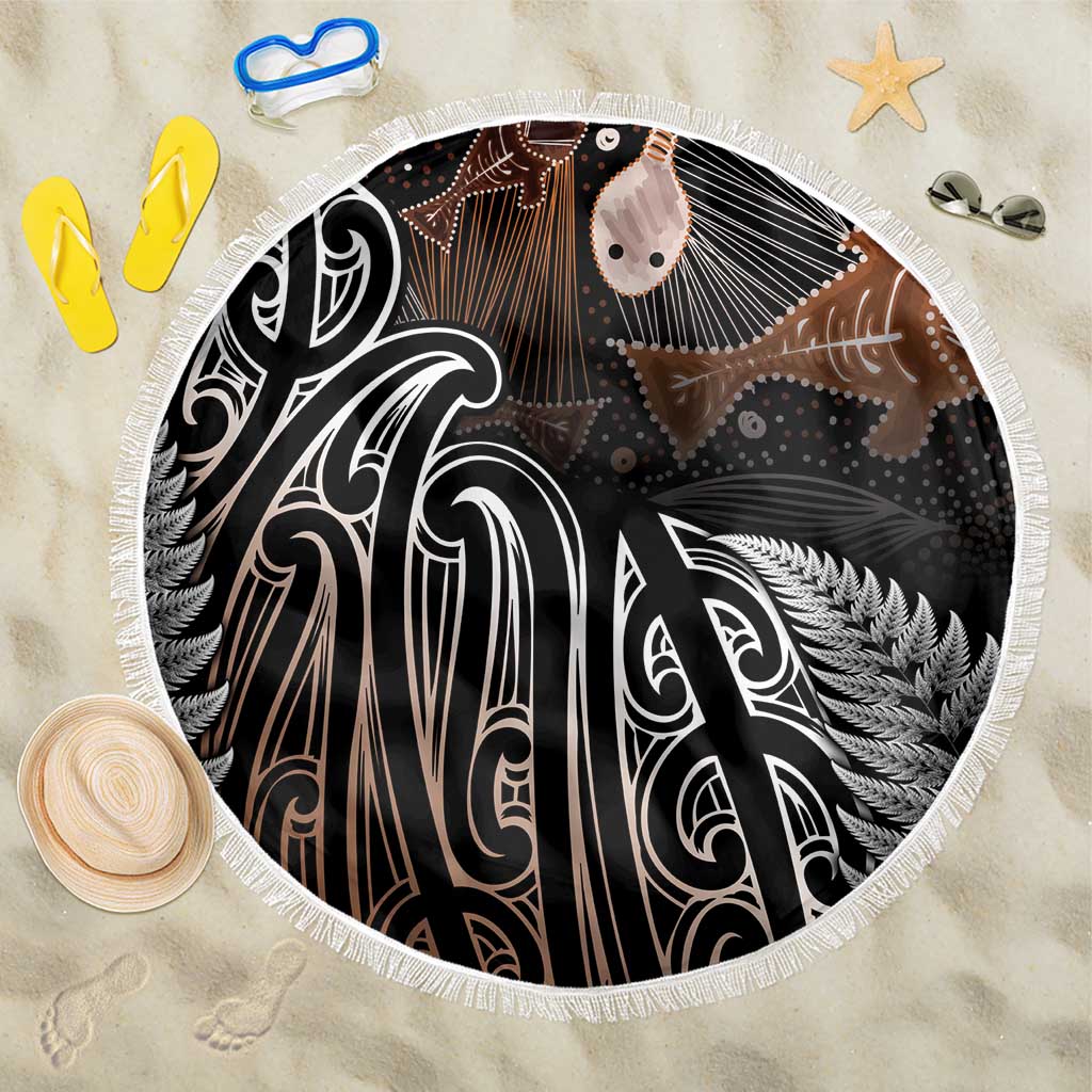 Aotearoa Maori - Australia Indigenous Beach Blanket Koiri Whakairo Mix Aboriginal Art - Polynesian Pride