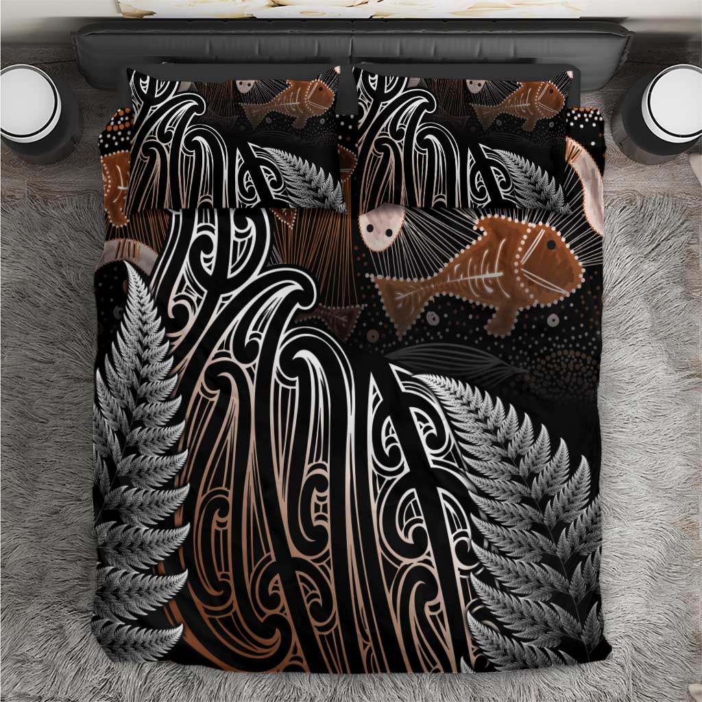 Aotearoa Maori - Australia Indigenous Bedding Set Koiri Whakairo Mix Aboriginal Art - Polynesian Pride