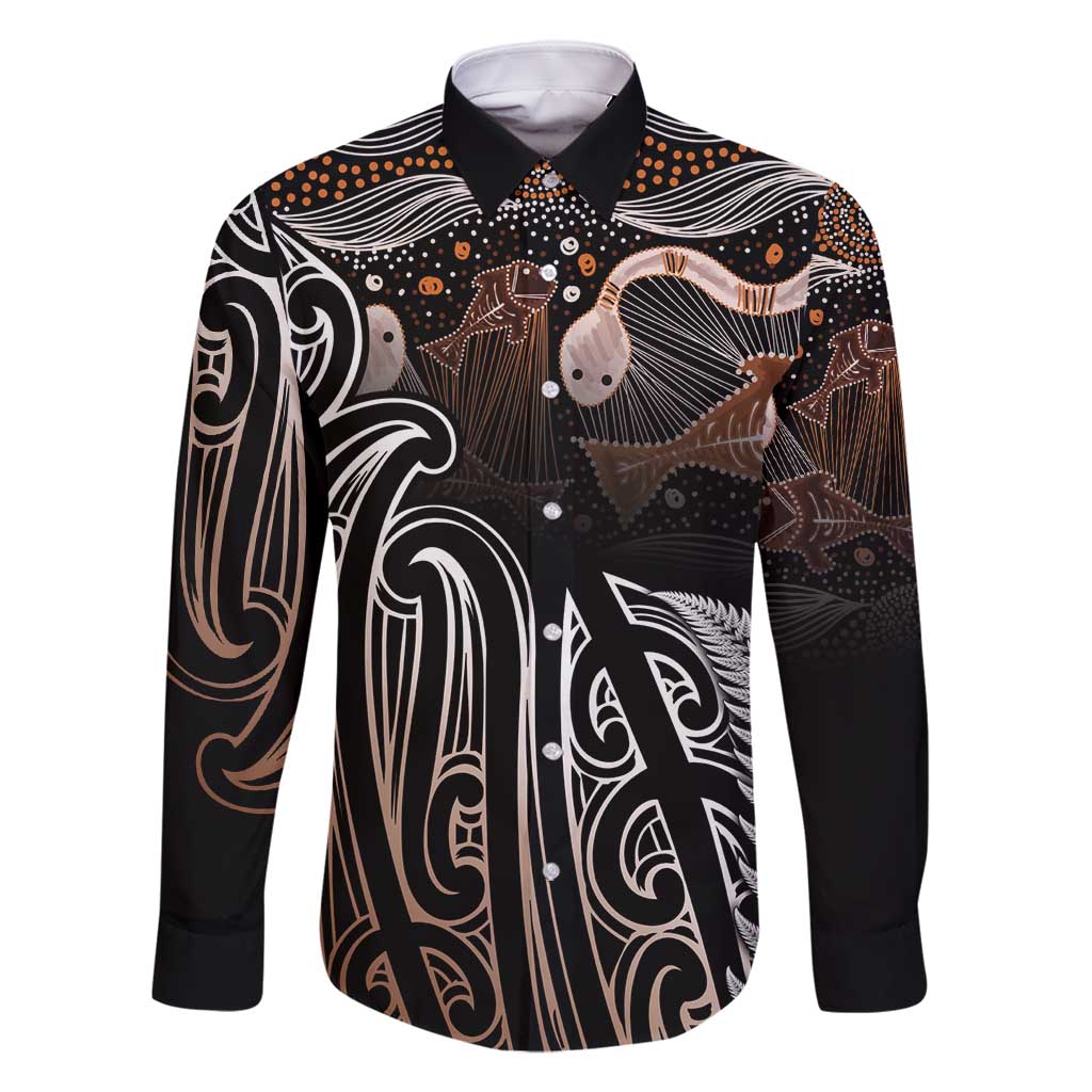 Aotearoa Maori - Australia Indigenous Family Matching Mermaid Dress and Hawaiian Shirt Koiri Whakairo Mix Aboriginal Art - Polynesian Pride