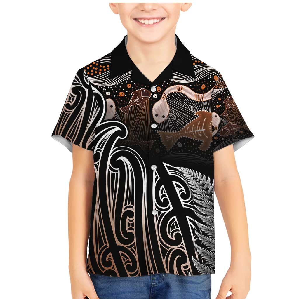 Aotearoa Maori - Australia Indigenous Family Matching Mermaid Dress and Hawaiian Shirt Koiri Whakairo Mix Aboriginal Art - Polynesian Pride