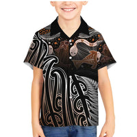 Aotearoa Maori - Australia Indigenous Family Matching Mermaid Dress and Hawaiian Shirt Koiri Whakairo Mix Aboriginal Art - Polynesian Pride