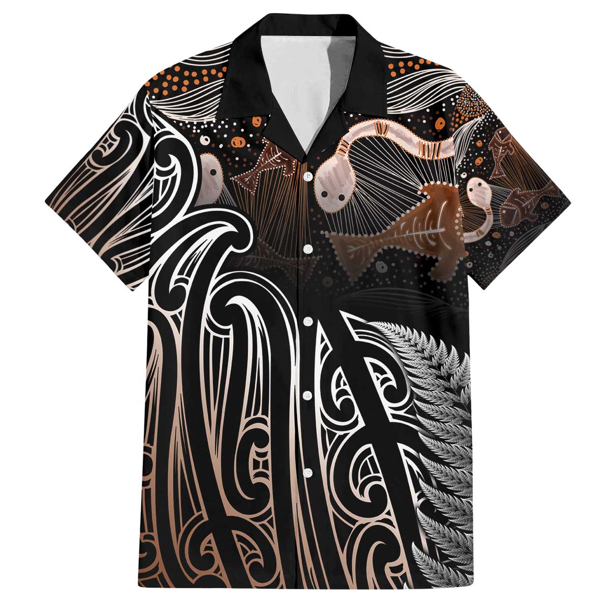 Aotearoa Maori - Australia Indigenous Family Matching Off The Shoulder Long Sleeve Dress and Hawaiian Shirt Koiri Whakairo Mix Aboriginal Art - Polynesian Pride