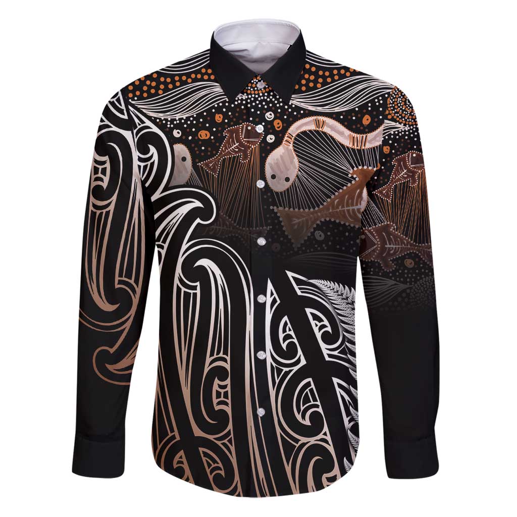 Aotearoa Maori - Australia Indigenous Family Matching Puletasi and Hawaiian Shirt Koiri Whakairo Mix Aboriginal Art - Polynesian Pride