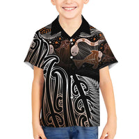 Aotearoa Maori - Australia Indigenous Family Matching Short Sleeve Bodycon Dress and Hawaiian Shirt Koiri Whakairo Mix Aboriginal Art - Polynesian Pride