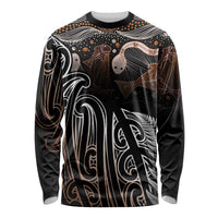 Aotearoa Maori - Australia Indigenous Long Sleeve Shirt Koiri Whakairo Mix Aboriginal Art - Polynesian Pride