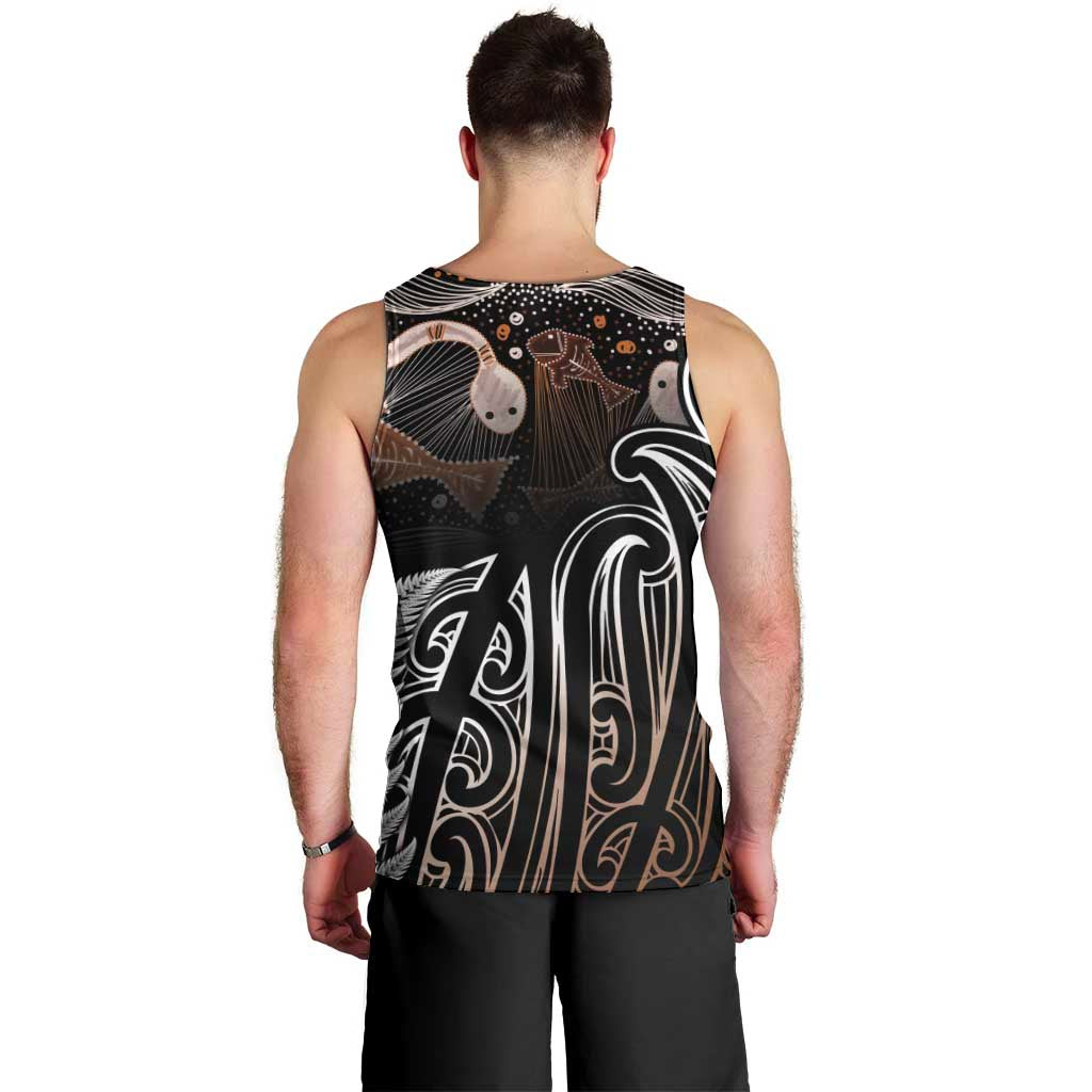 Aotearoa Maori - Australia Indigenous Men Tank Top Koiri Whakairo Mix Aboriginal Art - Polynesian Pride