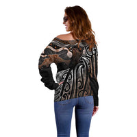 Aotearoa Maori - Australia Indigenous Off Shoulder Sweater Koiri Whakairo Mix Aboriginal Art - Polynesian Pride