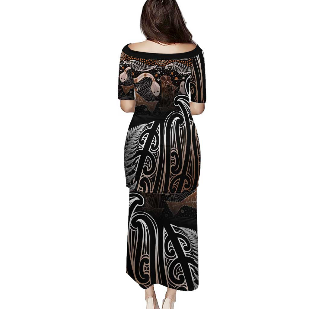 Aotearoa Maori - Australia Indigenous Puletasi Koiri Whakairo Mix Aboriginal Art LT7 - Polynesian Pride