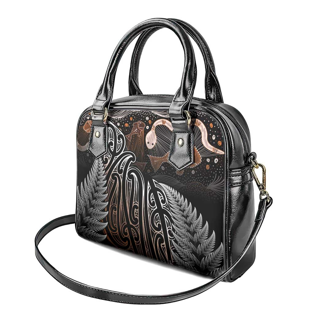 Aotearoa Maori - Australia Indigenous Shoulder Handbag Koiri Whakairo Mix Aboriginal Art - Polynesian Pride