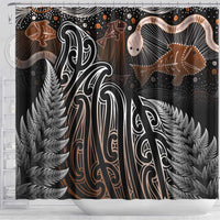 Aotearoa Maori - Australia Indigenous Shower Curtain Koiri Whakairo Mix Aboriginal Art - Polynesian Pride