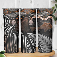 Aotearoa Maori - Australia Indigenous Skinny Tumbler Koiri Whakairo Mix Aboriginal Art - Polynesian Pride