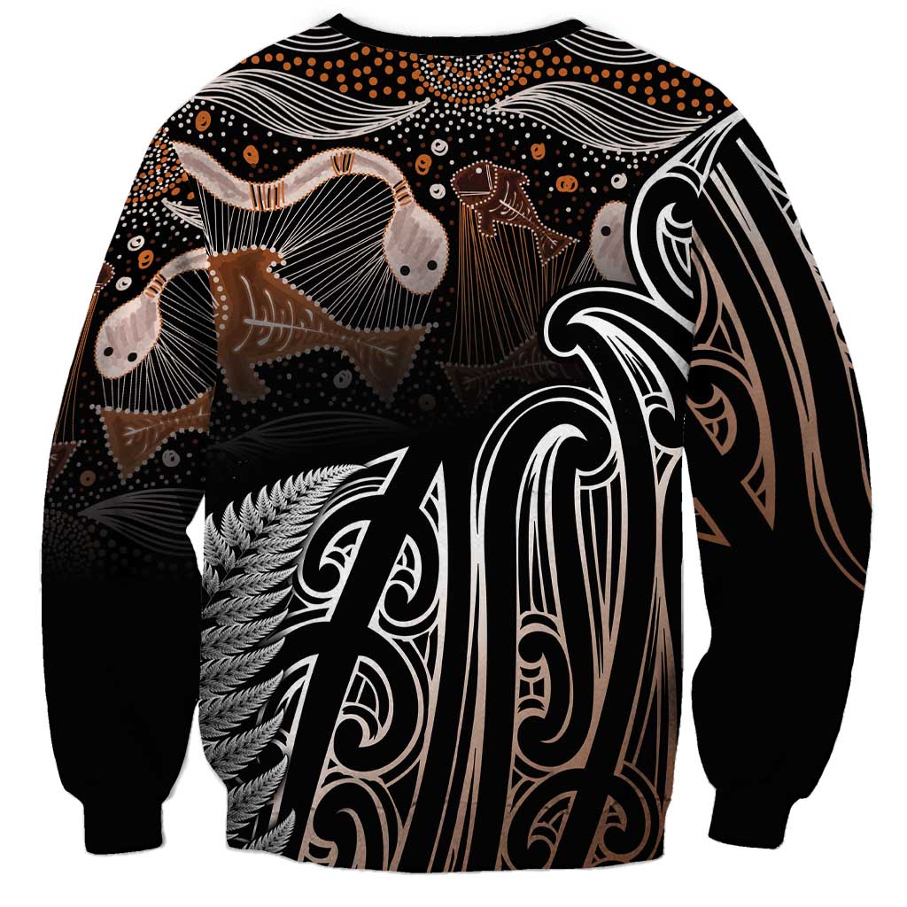 Aotearoa Maori - Australia Indigenous Sweatshirt Koiri Whakairo Mix Aboriginal Art - Polynesian Pride