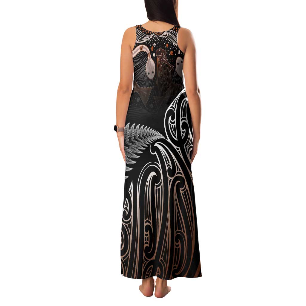 Aotearoa Maori - Australia Indigenous Tank Maxi Dress Koiri Whakairo Mix Aboriginal Art - Polynesian Pride
