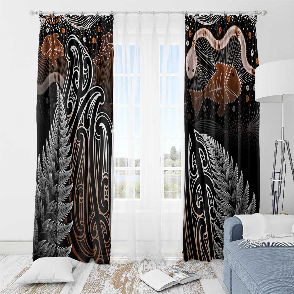 Aotearoa Maori - Australia Indigenous Window Curtain Koiri Whakairo Mix Aboriginal Art - Polynesian Pride