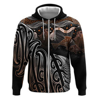 Aotearoa Maori - Australia Indigenous Zip Hoodie Koiri Whakairo Mix Aboriginal Art - Polynesian Pride