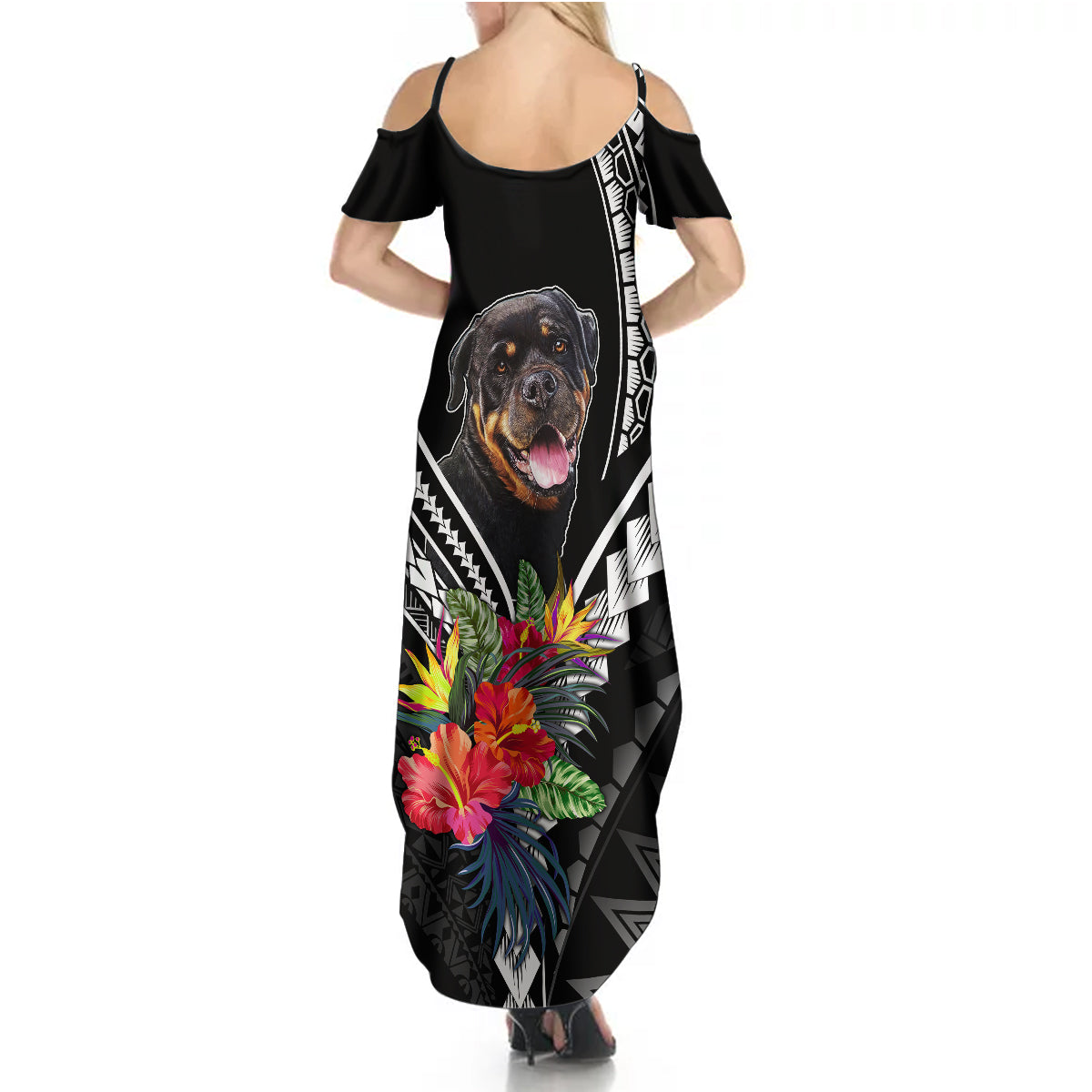 Personalised Polynesian Dog Summer Maxi Dress Rottweiler With Polynesia Pattern Curve Style LT7 - Polynesian Pride