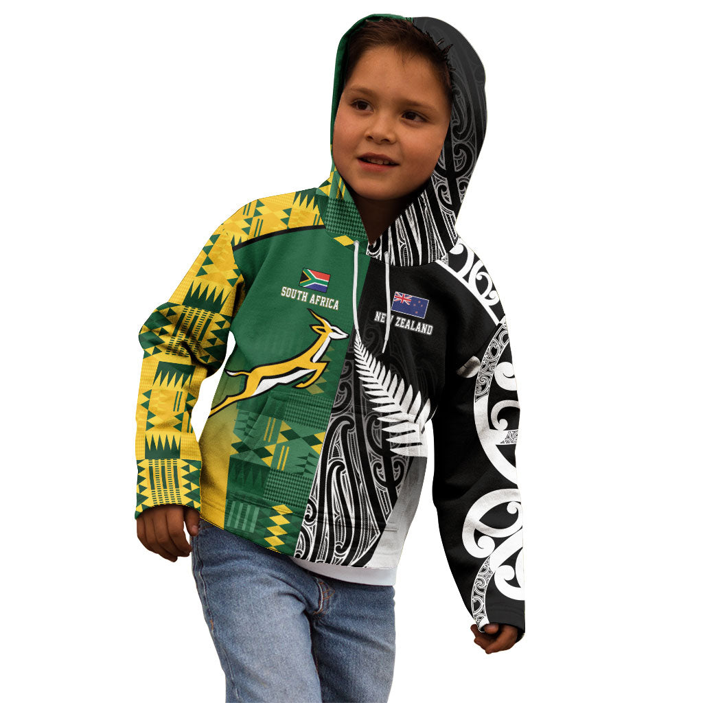Custom Rugby South Africa New Zealand Greatest Rivals Kid Hoodie Tribal Motifs LT7 - Polynesian Pride