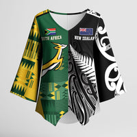 Custom Rugby South Africa New Zealand Greatest Rivals Kimono Sleeve Blouse Tribal Motifs LT7 Female Multicolor - Polynesian Pride