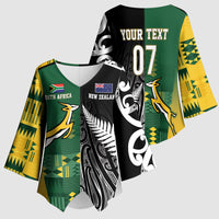 Custom Rugby South Africa New Zealand Greatest Rivals Kimono Sleeve Blouse Tribal Motifs LT7 - Polynesian Pride