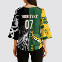 Custom Rugby South Africa New Zealand Greatest Rivals Kimono Sleeve Blouse Tribal Motifs LT7 - Polynesian Pride