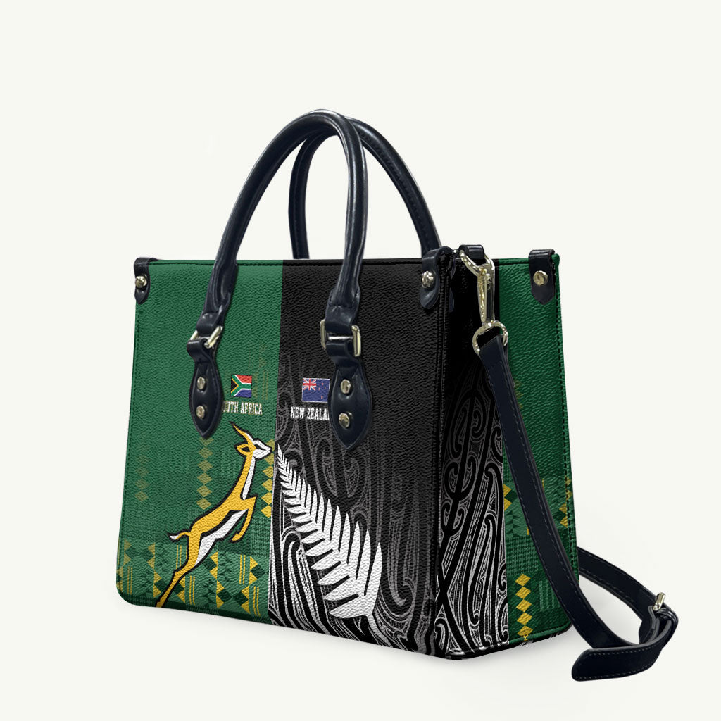 Rugby South Africa New Zealand Greatest Rivals Leather Bag Tribal Motifs LT7 Multicolor - Polynesian Pride