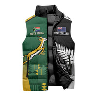 Custom Rugby South Africa New Zealand Greatest Rivals Sleeveless Puffer Jacket Tribal Motifs LT7 - Polynesian Pride