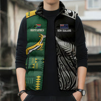 Custom Rugby South Africa New Zealand Greatest Rivals Sleeveless Puffer Jacket Tribal Motifs LT7 - Polynesian Pride