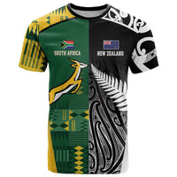 Custom Rugby South Africa New Zealand Greatest Rivals T Shirt Tribal Motifs LT7 Multicolor - Polynesian Pride