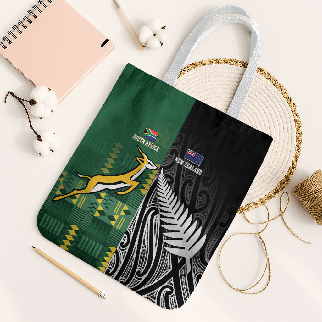 Rugby South Africa New Zealand Greatest Rivals Tote Bag Tribal Motifs LT7 White Strap One Size Multicolor - Polynesian Pride