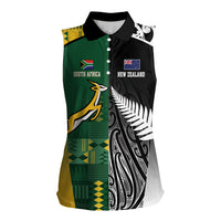 Custom Rugby South Africa New Zealand Greatest Rivals Women Sleeveless Polo Shirt Tribal Motifs LT7 Female Multicolor - Polynesian Pride