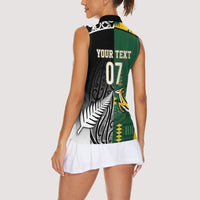 Custom Rugby South Africa New Zealand Greatest Rivals Women Sleeveless Polo Shirt Tribal Motifs LT7 - Polynesian Pride