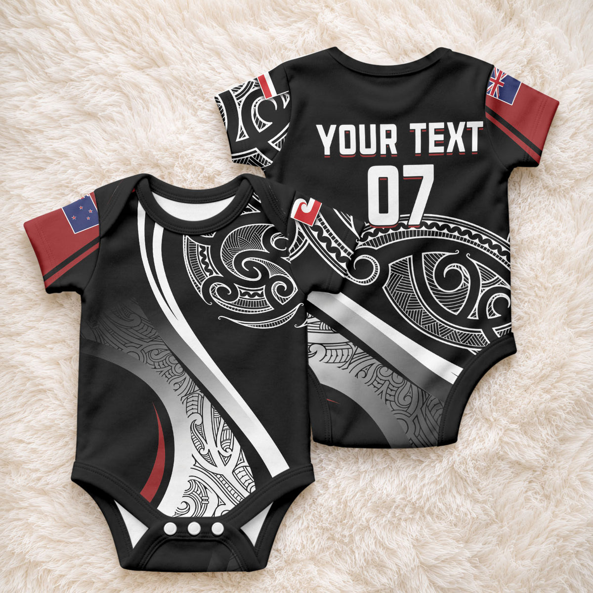 Aotearoa Maori Rugby Custom Baby Onesie Kapa O Pango