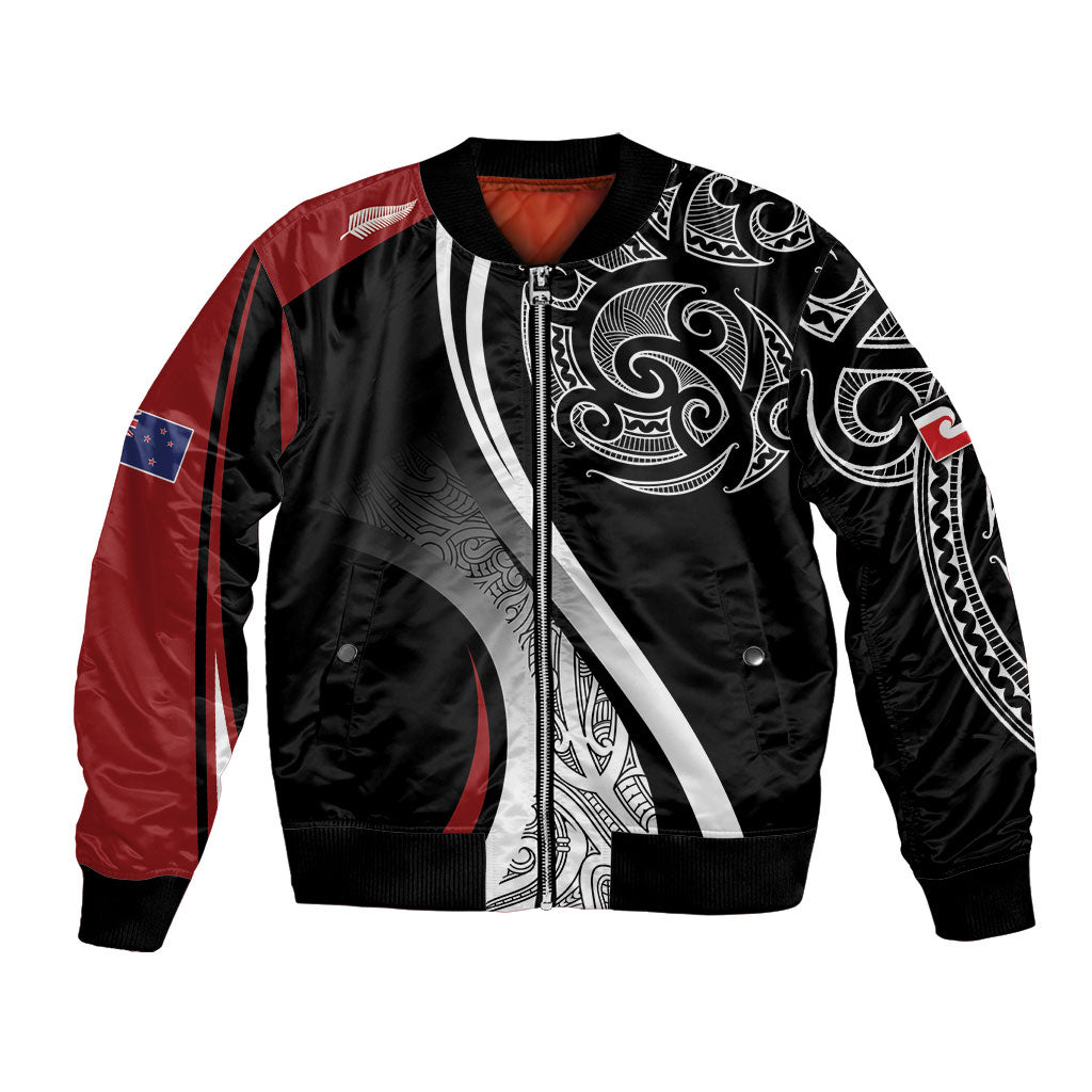 Aotearoa Maori Rugby Custom Bomber Jacket Kapa O Pango LT7 Unisex Black - Polynesian Pride