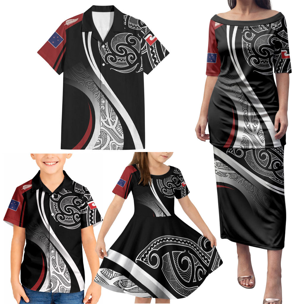 Aotearoa Maori Rugby Custom Family Matching Puletasi and Hawaiian Shirt Kapa O Pango LT7 - Polynesian Pride