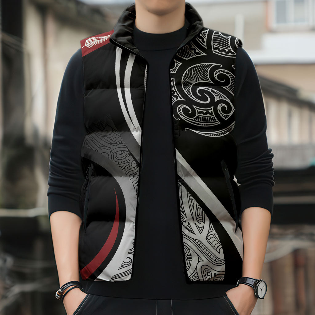 Aotearoa Maori Rugby Custom Sleeveless Puffer Jacket Kapa O Pango LT7 - Polynesian Pride