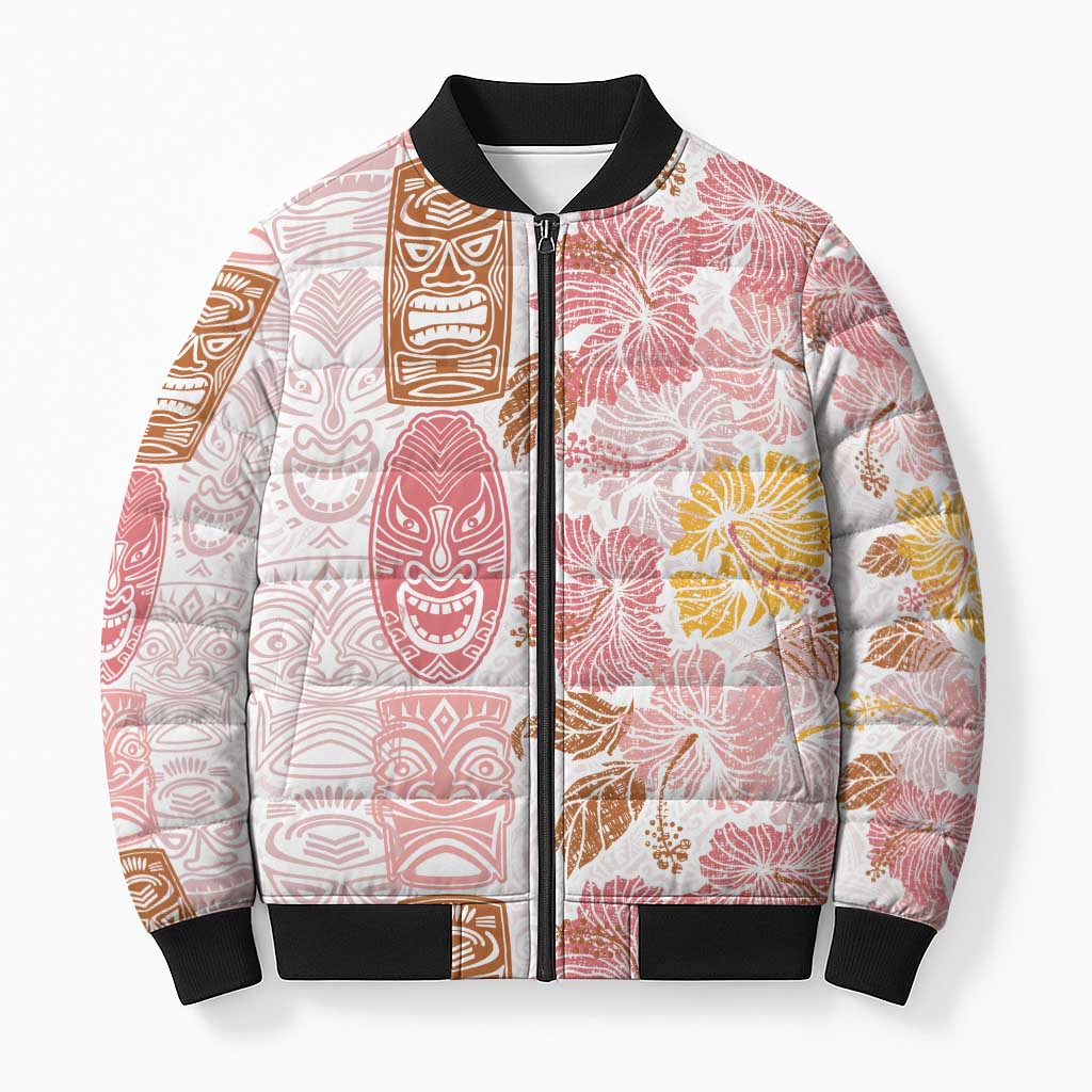 Christmas Aloha Hawaii Tiki Bomber Puffer Jacket Hibiscus Spring Colors - Polynesian Pride