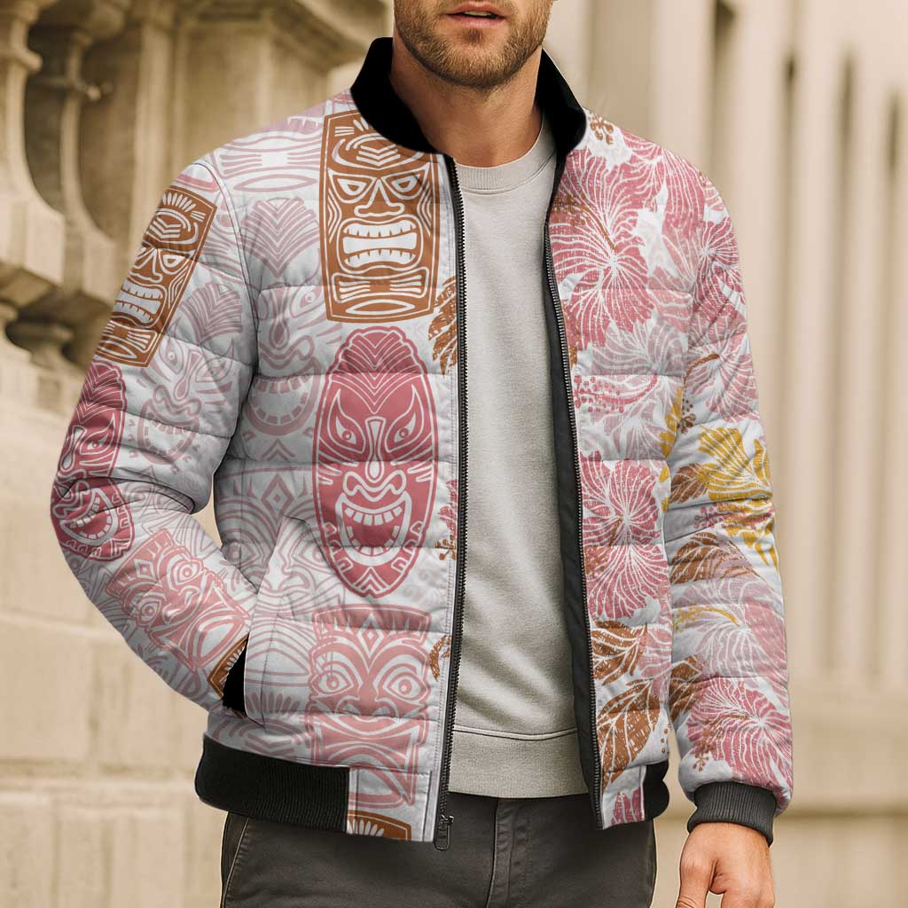 Christmas Aloha Hawaii Tiki Bomber Puffer Jacket Hibiscus Spring Colors - Polynesian Pride