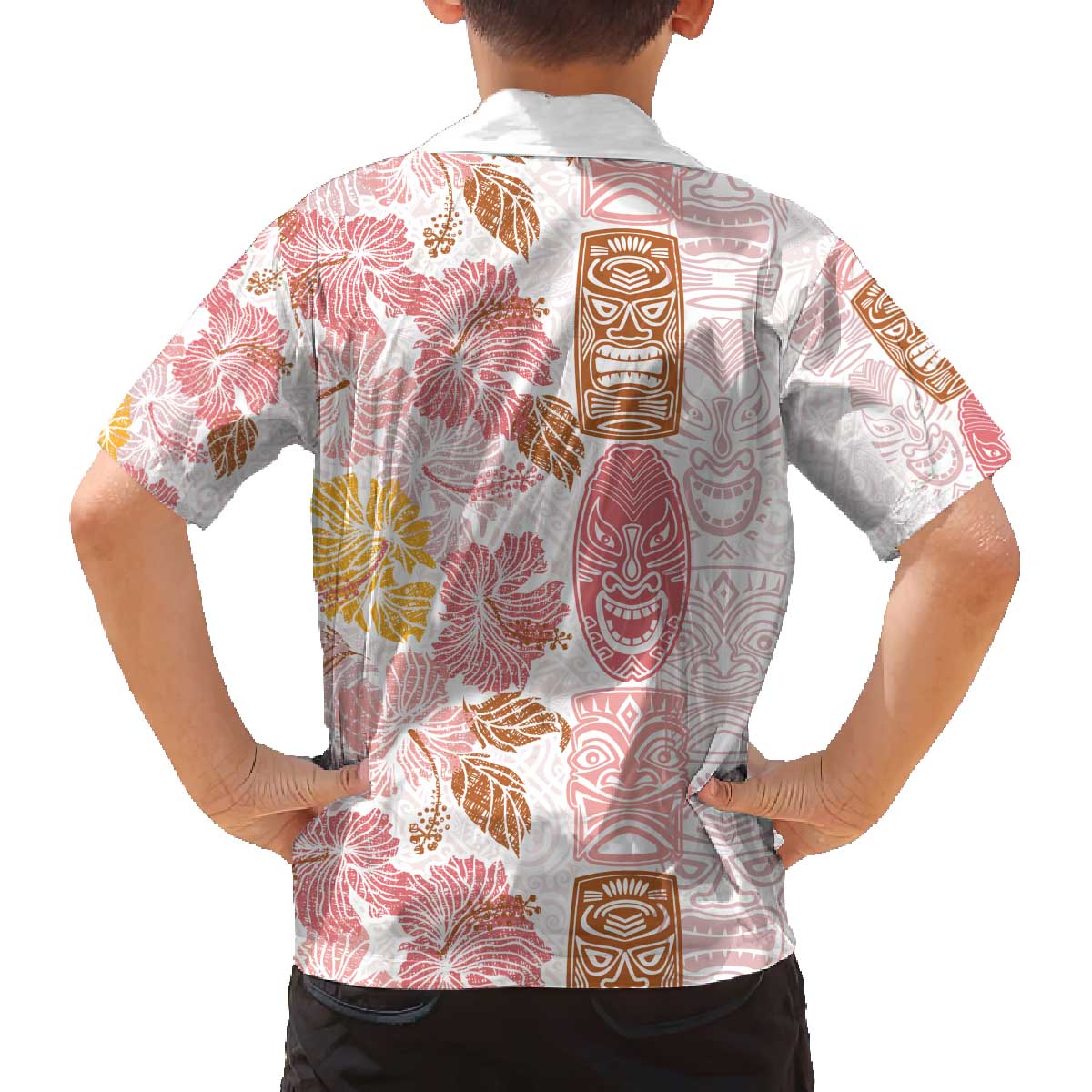 Christmas Aloha Hawaii Tiki Family Matching Off The Shoulder Long Sleeve Dress and Hawaiian Shirt Hibiscus Spring Colors - Polynesian Pride