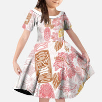 Christmas Aloha Hawaii Tiki Family Matching Off The Shoulder Long Sleeve Dress and Hawaiian Shirt Hibiscus Spring Colors - Polynesian Pride