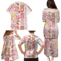 Christmas Aloha Hawaii Tiki Family Matching Puletasi and Hawaiian Shirt Hibiscus Spring Colors - Polynesian Pride