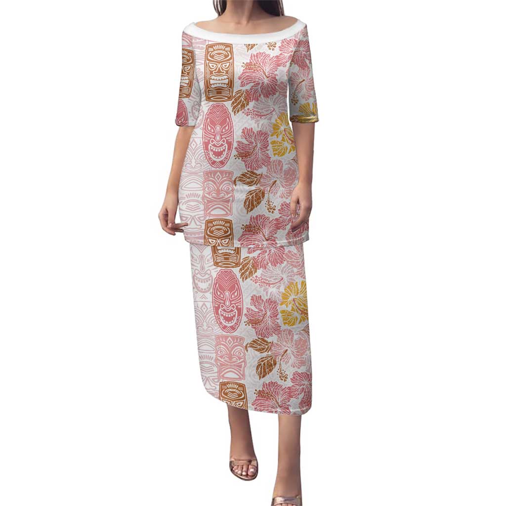 Christmas Aloha Hawaii Tiki Family Matching Puletasi and Hawaiian Shirt Hibiscus Spring Colors - Polynesian Pride