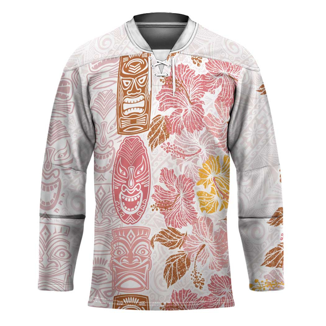 Christmas Aloha Hawaii Tiki Hockey Jersey Hibiscus Spring Colors - Polynesian Pride