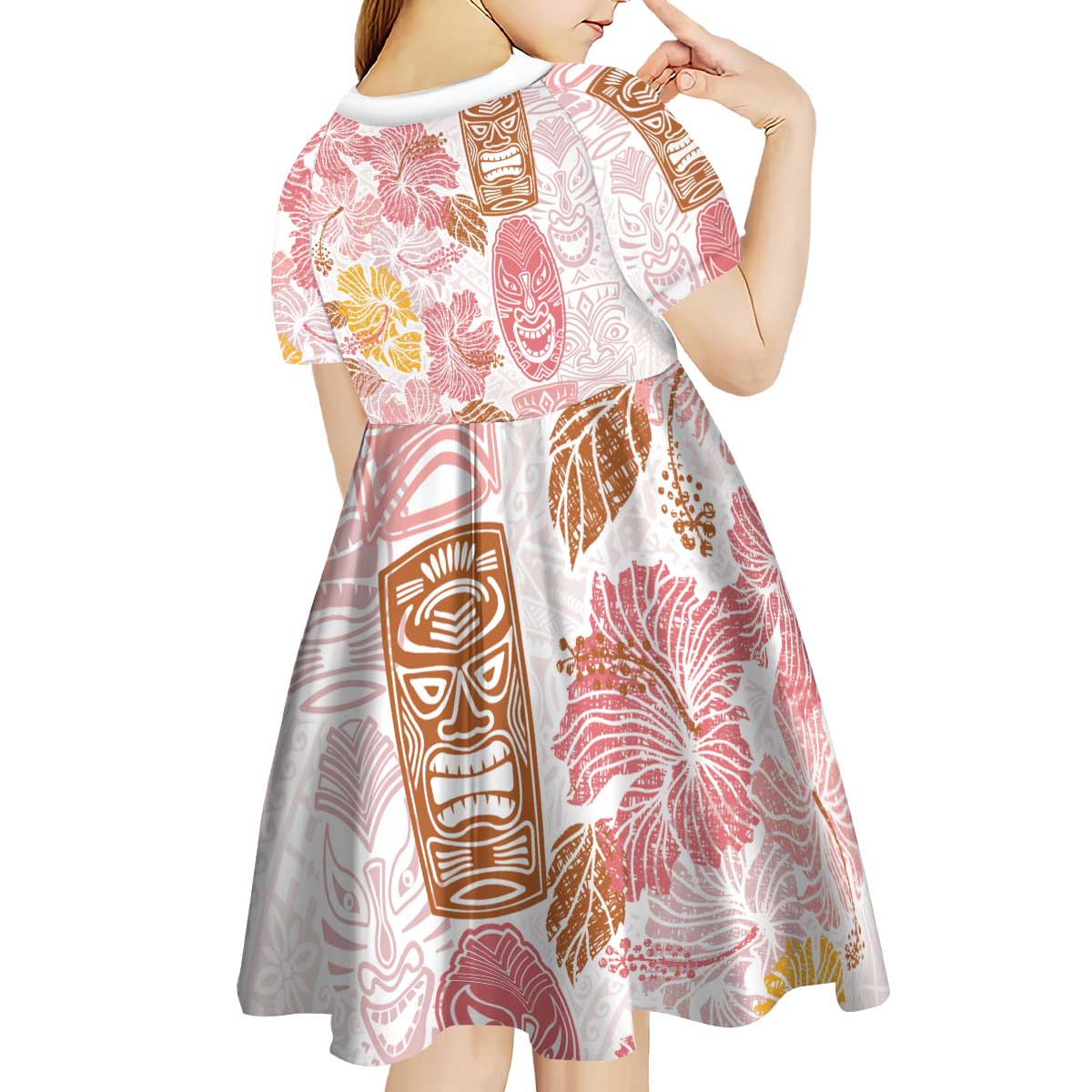 Christmas Aloha Hawaii Tiki Kid Short Sleeve Dress Hibiscus Spring Colors - Polynesian Pride